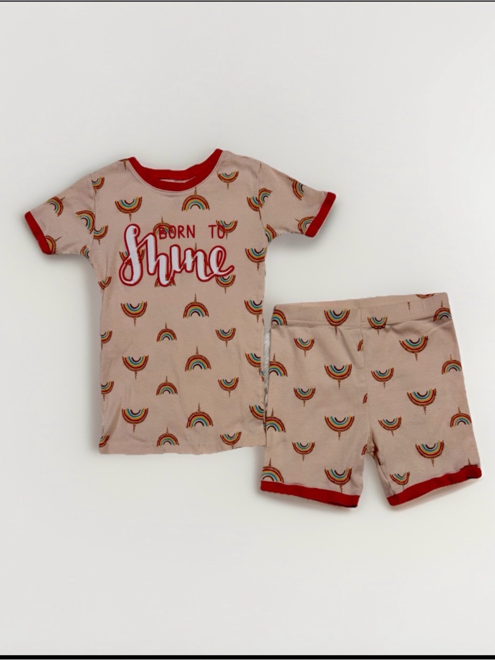 PJ Sleep  'Born to Shine' Pink Rainbow Pajama Set Big Girls Size 12